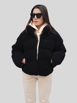 Siyah Şişme Peluş Mont