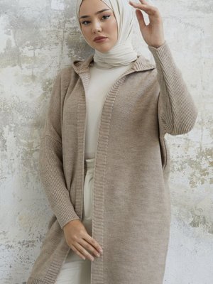 Kitty Kapüşonlu Triko Hırka Ekru