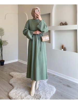 Elbise Triko Bel Bağcıklı Elbise Triko Bel Bağcıklı