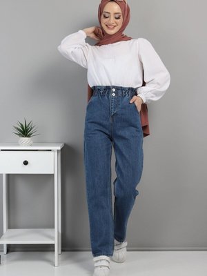Beli Lastikli Pantolon Açık Kot Beli Lastikli Pantolon Açık Kot