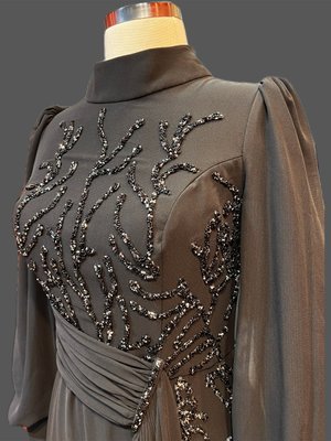 Şifon Büyük Beden Zarif İşlemeli Exclusive Abiye