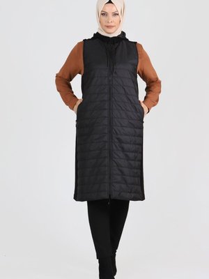 Siyah Büyük Beden Kapitoneli Yelek