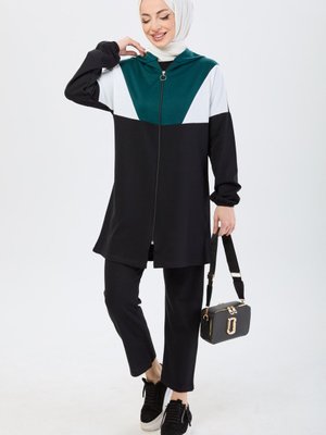 Zumrut Kapüşonlu Tunik Pantolon