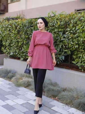 Bel Büzgü Detaylı Ayrobin Tunik