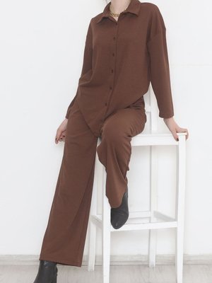 Fitilli Gömlek Takım Kahve