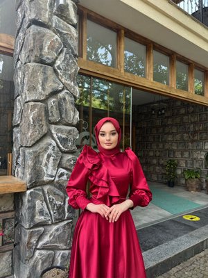 Milena Abiye Elbise Bordo Milena Abiye Elbise Bordo