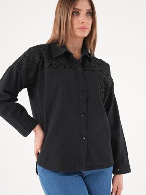 Dantelli Siyah Gömlek