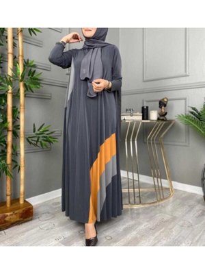 Sandy Lazer Baskılı Piliseli Elbise