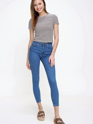 Koyu Mavi Yüksek Bel Kot Pantolon