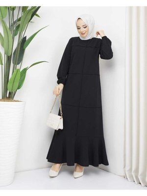 Etek Ucu Volanlı Full Likralı Scuba Elbise Etek Ucu Volanlı Full Likralı Scuba Elbise