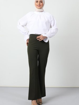 Beli Lastikli Ispanyol Pantolon Haki Beli Lastikli Ispanyol Pantolon Haki