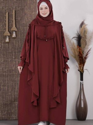 Tesettür Giyime Uygun Uzun Geniş Rahat Lastikli Kollu Şallı Şık Çarşaf Model Tesettür Giyime Uygun Uzun Geniş Rahat Lastikli Kollu Şallı Şık Çarşaf Model