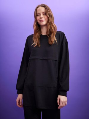 Relax Fit Kapüşonlu Çift Yüzlü Sweatshirt Tunik
