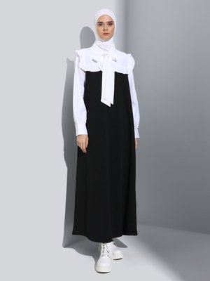 Bağlama Detaylı Şık Elbise Siyah Bağlama Detaylı Şık Elbise Siyah