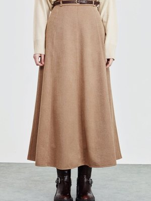 Kemerli Kloş Etek Camel