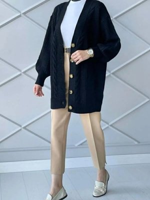 Moda Mh Yeni Sezon Kışlık Saç Örgü Kısa Triko Hırka Taş