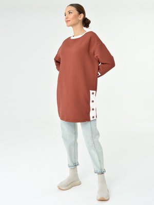 Kahverengi Çıtçıt Detaylı Tunik Kahverengi Çıtçıt Detaylı Tunik