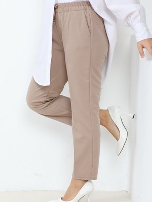 Zülal Beli Lastikli Cepli Pantolon 651 - Taş