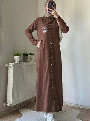 Önden Cıtçıtlı Taş Detaylı Kap Kahve