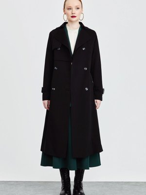 Rüzgarlık Detaylı Trençkot Siyah