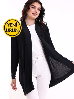 Siyah Italyan Reglan Düz Etek Uzun Kol Örme Jakarlı Esnek Penye Hırka & Hicab & Tesettür Hırka Siyah Italyan Reglan Düz Etek Uzun Kol Örme Jakarlı Esnek Penye Hırka & Hicab & Tesettür Hırka