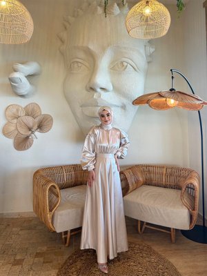 Cindy Bej Tesettür Abiye Elbise