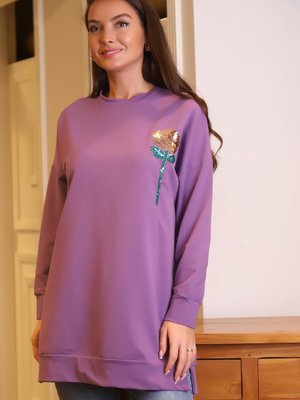 Mor Gül İşlemeli Tunik Mor Gül İşlemeli Tunik