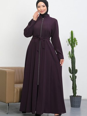 Renas Kemerli Çift Cepli Ferace Mürdüm