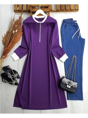 Yaka Ve Kol Ribanalı Tam Boy Tunik