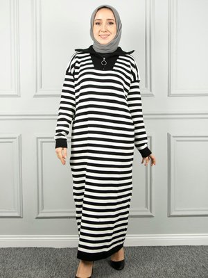 Siyah Çizgili Elbise