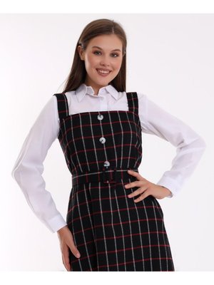 Siyah Kırmızı Ekoseli Salopet