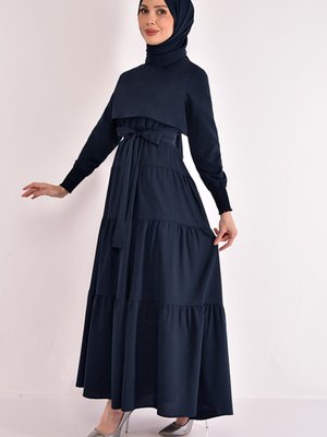 Kuşaklı Elbise Lacivert Kuşaklı Elbise Lacivert