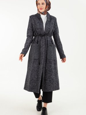 Yanları Cepli Yusufcuk Detaylı Belden Bağlamalı Hırka