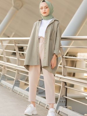 Tek Cepli Oversize Gabardin Gömlek