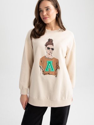 Relax Fit Bisiklet Yaka Baskılı Sweatshirt Tunik