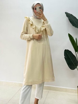 Fisto Dantelli Tunik Bej