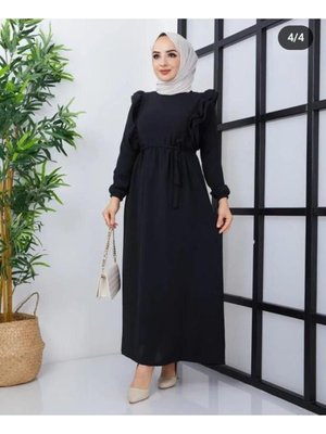 Fır Detay Aerobin Siyah Yazlık Elbise Fır Detay Aerobin Siyah Yazlık Elbise