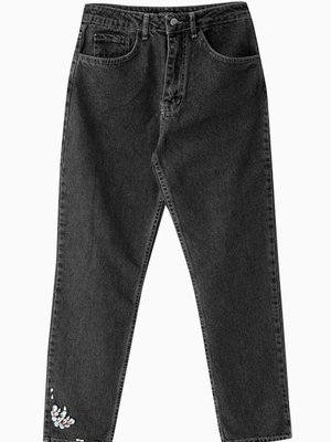 Antrasit Renkli Taşlı Denim