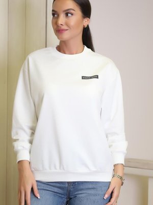 Ekru Uzun Kollu Ayıcık Baskılı Sweatshirt