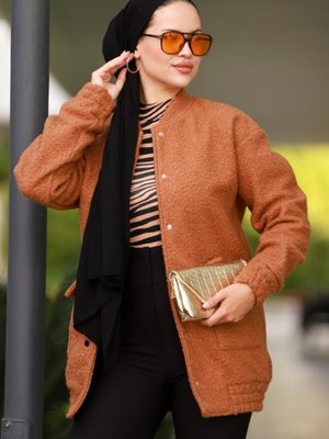 Elan Düğmeli Kap Taba