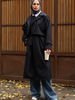 Nessa Lacivert Trençkot