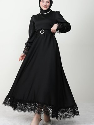 Boynu Taş Detay Elbise Siyah Boynu Taş Detay Elbise Siyah