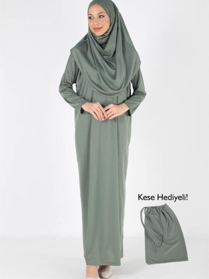 Parça Kaymaz Başörtülü Namaz Elbisesi Parça Kaymaz Başörtülü Namaz Elbisesi