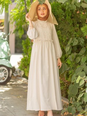 Bonita Krem Elbise