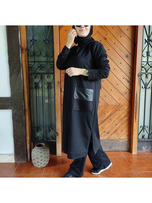 Deri Cep Detaylı Eşofman Takım Deri Cep Detaylı Eşofman Takım