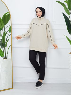 Biyeli Mevsimlik Iki Iplik Sweatshirt