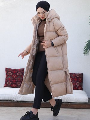 Uzun Dolumlu Şişme Mont Bej Uzun Dolumlu Şişme Mont Bej