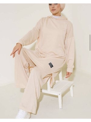 Pamuklu Iplik Eşofman Takımı Kapüşonlu