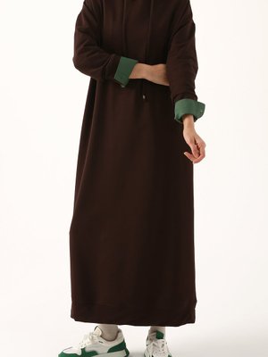 Kahve Basic Kapüşonlu Örme Pamuklu Elbise Kahve Basic Kapüşonlu Örme Pamuklu Elbise