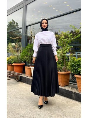 Piliseli Kloş Kalıp,(s M L Xl Beden Aralığında),siyah Skuba Krep Etek Piliseli Kloş Kalıp,(s M L Xl Beden Aralığında),siyah Skuba Krep Etek